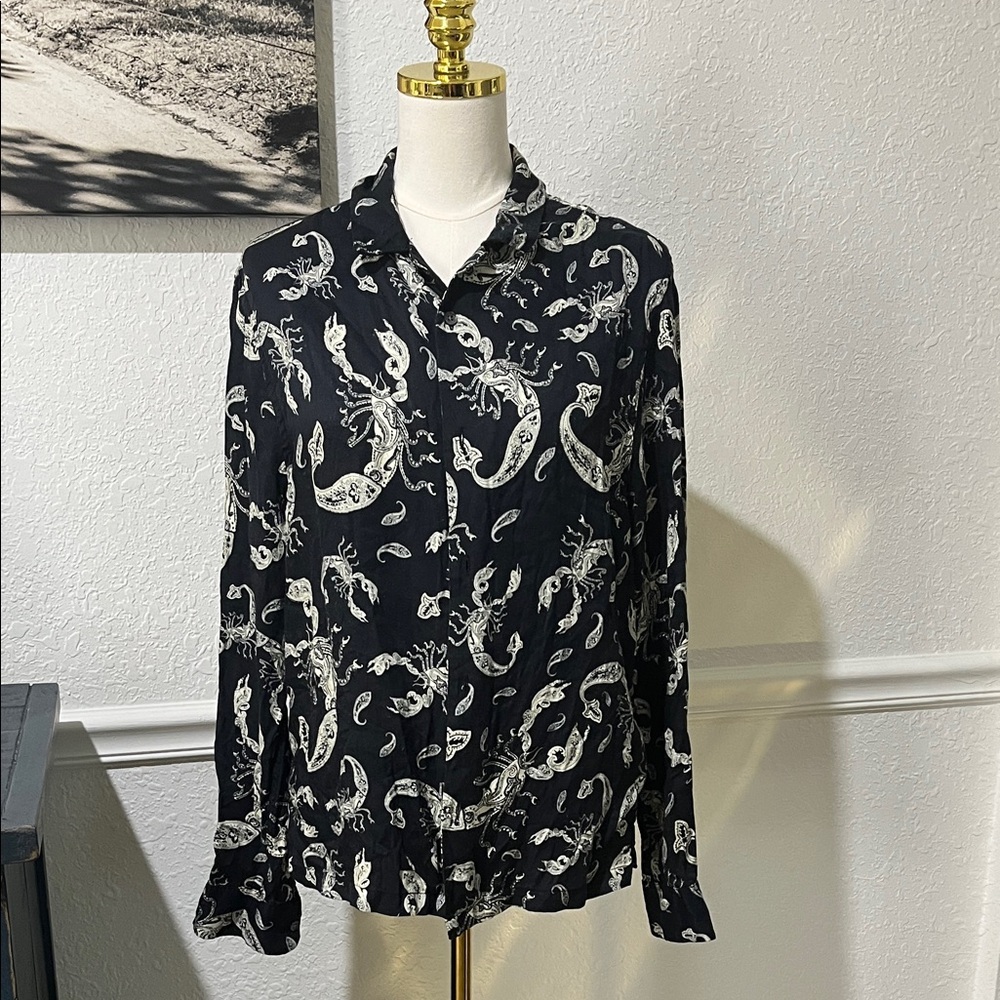 All Saints Black and White Dress‎ Shirt